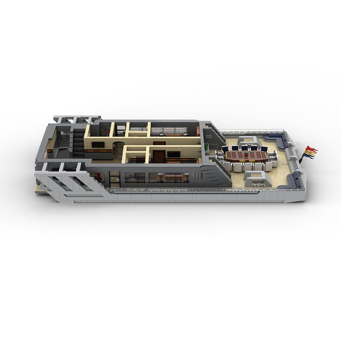 MOC - 230069 1/38 Scale Ultra MEGA Yacht - Part 7 Module 14 Deck 3 Stern Building Blocks - LesDiy - Building Blocks -