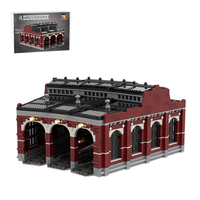 MOC - 232697 Free Parking Locomotives Roundhouse Building Blocks - LesDiy -