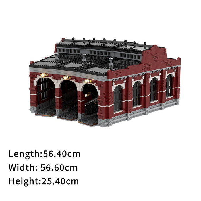MOC - 232697 Free Parking Locomotives Roundhouse Building Blocks - LesDiy -