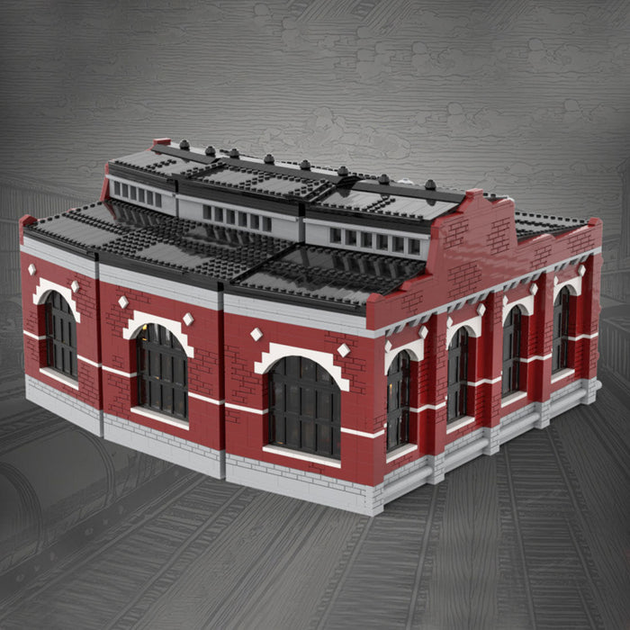MOC - 232697 Free Parking Locomotives Roundhouse Building Blocks - LesDiy -