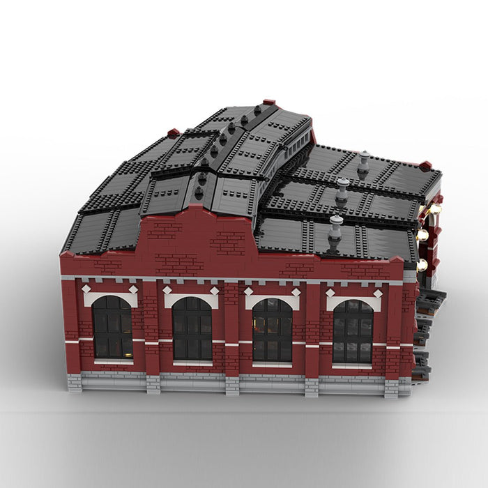 MOC - 232697 Free Parking Locomotives Roundhouse Building Blocks - LesDiy -