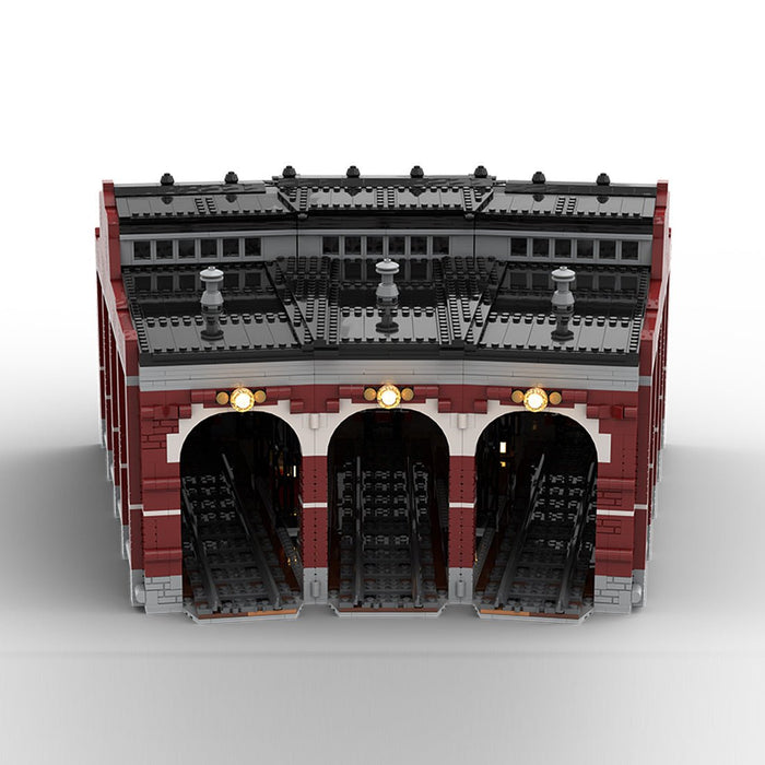 MOC - 232697 Free Parking Locomotives Roundhouse Building Blocks - LesDiy -
