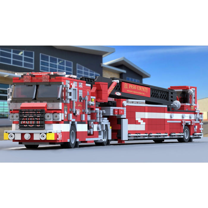 MOC - 242542 2023 Pierce Quantum Tiller Ladder Fire Truck El paso County Building Blocks - LesDiy - MOC -