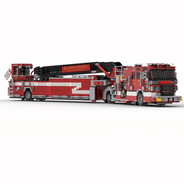 MOC - 242542 2023 Pierce Quantum Tiller Ladder Fire Truck El paso County Building Blocks - LesDiy - MOC -