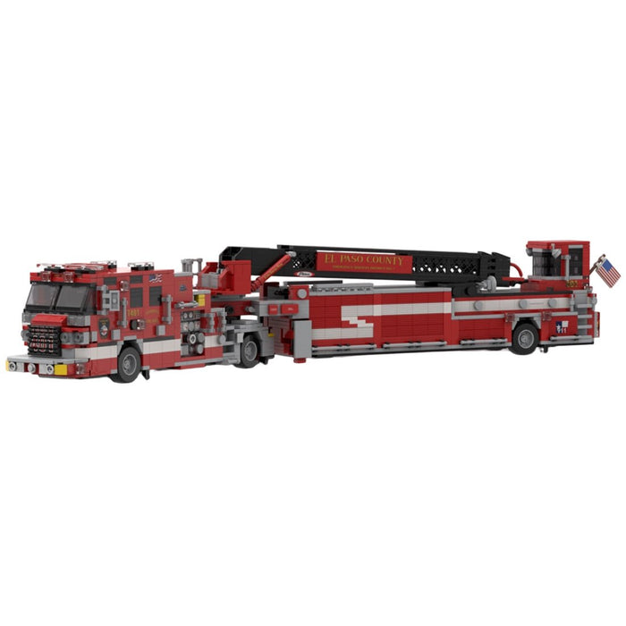 MOC - 242542 2023 Pierce Quantum Tiller Ladder Fire Truck El paso County Building Blocks - LesDiy - MOC -