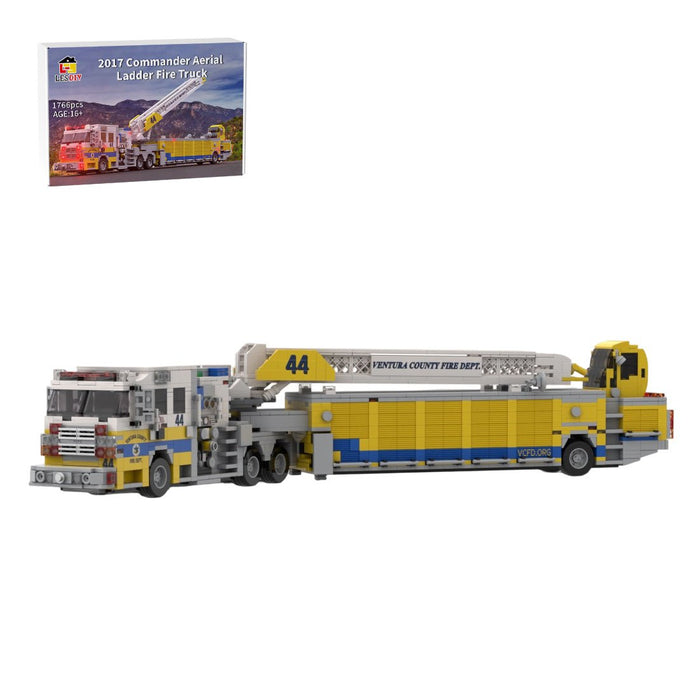 MOC - 245254 2017 Rosenbauer Commander Tiller Ladder Firetruck Ventura County Building Blocks - LesDiy -