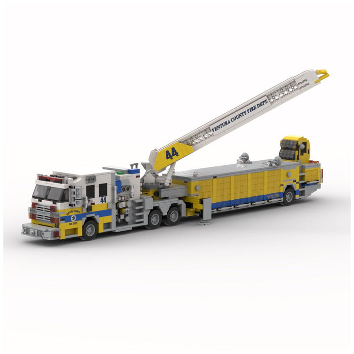 MOC - 245254 2017 Rosenbauer Commander Tiller Ladder Firetruck Ventura County Building Blocks - LesDiy -