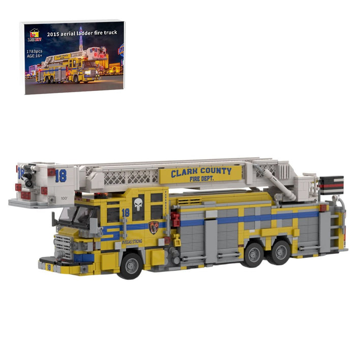 MOC-252194 2015 Pierce Quantum Tower Ladder Fire Truck Clark County FD Building Blocks-LesDiy-MOC-