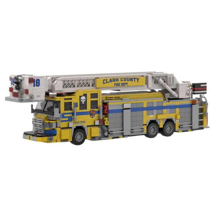MOC-252194 2015 Pierce Quantum Tower Ladder Fire Truck Clark County FD Building Blocks-LesDiy-MOC-