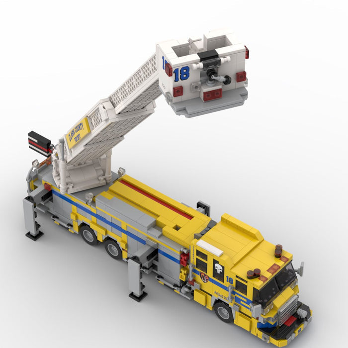 MOC-252194 2015 Pierce Quantum Tower Ladder Fire Truck Clark County FD Building Blocks-LesDiy-MOC-