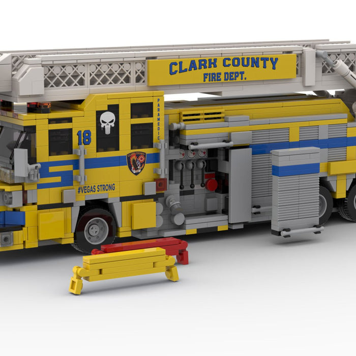 MOC-252194 2015 Pierce Quantum Tower Ladder Fire Truck Clark County FD Building Blocks-LesDiy-MOC-