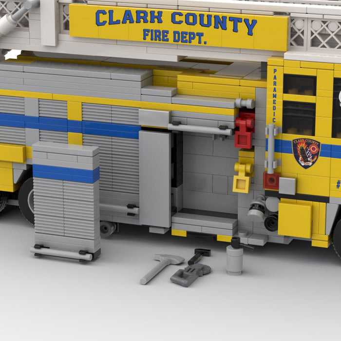 MOC-252194 2015 Pierce Quantum Tower Ladder Fire Truck Clark County FD Building Blocks-LesDiy-MOC-