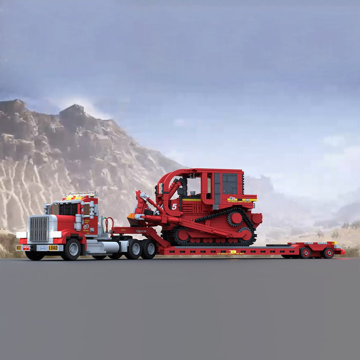 MOC - 257804 Peterbilt 367 + CAT D8R Dozer - L.A County Dozer Team 5 Building Block - LesDiy - MOC -