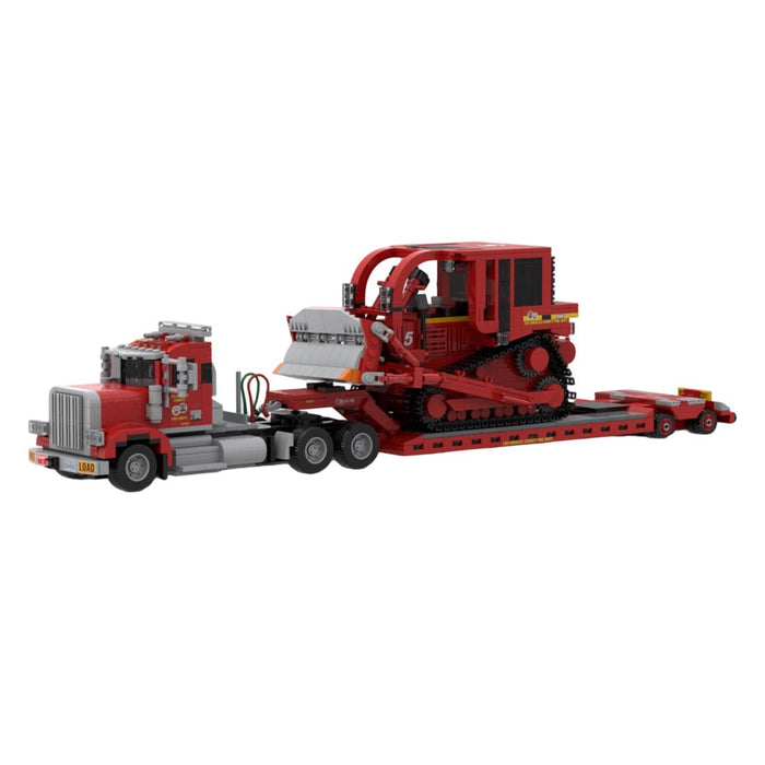 MOC - 257804 Peterbilt 367 + CAT D8R Dozer - L.A County Dozer Team 5 Building Block - LesDiy - MOC -