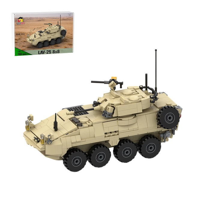 MOC - 259577 8x8 Light Armoured Vehicle - 1:35 Scale Building Blocks - LesDiy - Tan