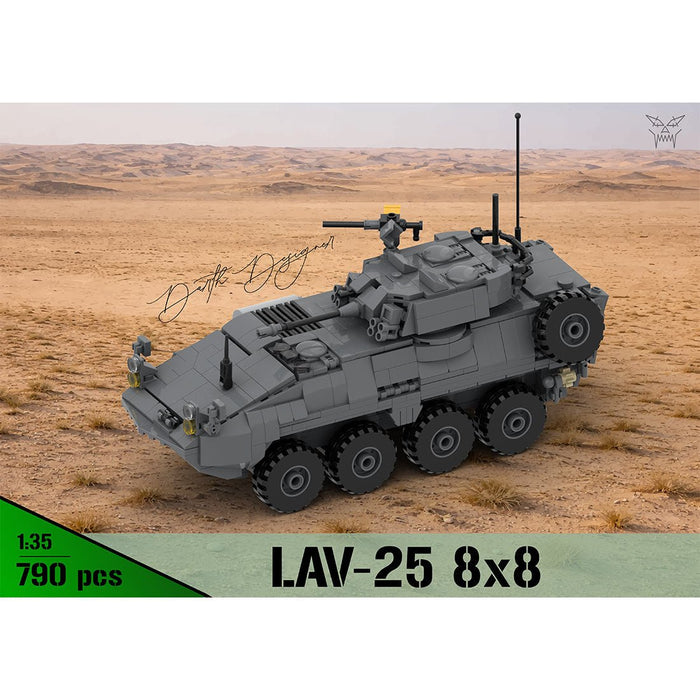 MOC - 259577 8x8 Light Armoured Vehicle - 1:35 Scale Building Blocks - LesDiy - Green