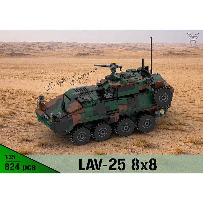 MOC - 259577 8x8 Light Armoured Vehicle - 1:35 Scale Building Blocks - LesDiy - Green