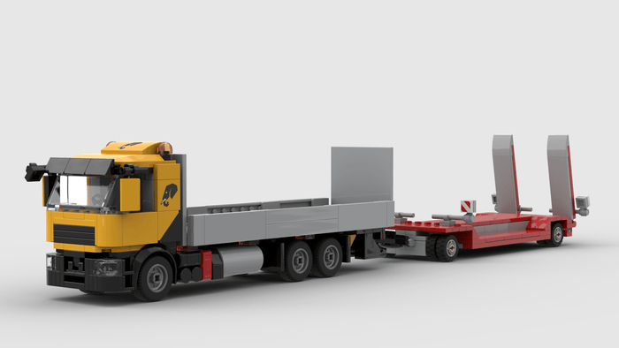 MOC-264405 6x4 Truck & Low-Bed Trailer Building Blocks-LesDiy-MOC-