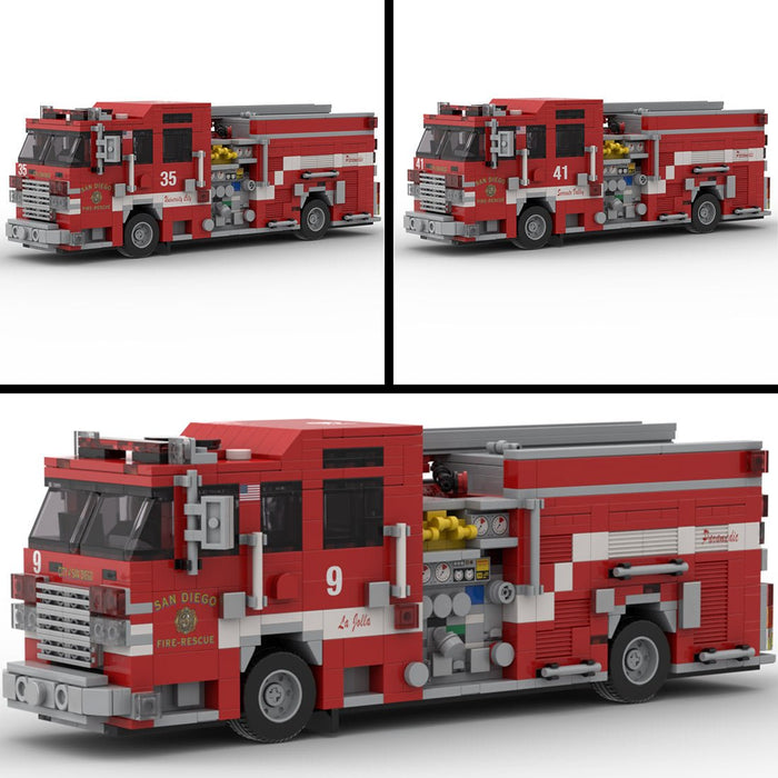 MOC-264607 2019 Pierce Arrow XT Fire Engine SDFR Building Blocks-LesDiy -