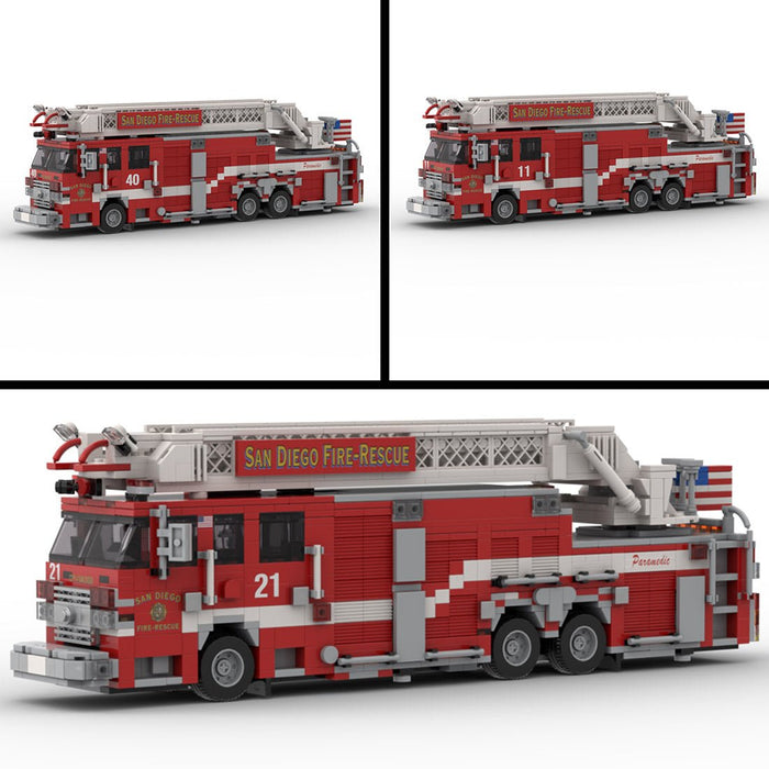 MOC-267135 2016-2017 Pierce Arrow XT Fire Truck RMA SDFR Building Blocks-LesDiy -