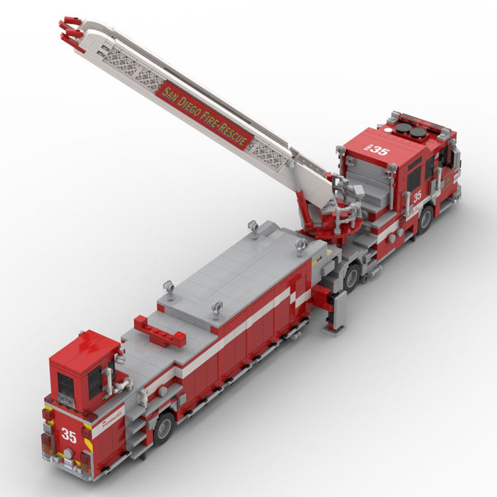 MOC-267880 2020-2025 Pierce Arrow XT Tiller Fire Truck SDFR Building Blocks-LesDiy -