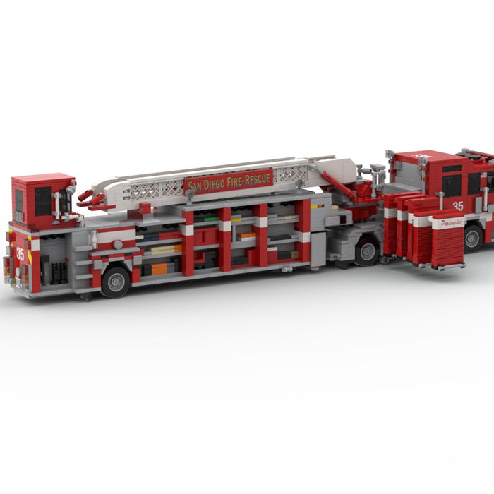 MOC-267880 2020-2025 Pierce Arrow XT Tiller Fire Truck SDFR Building Blocks-LesDiy -