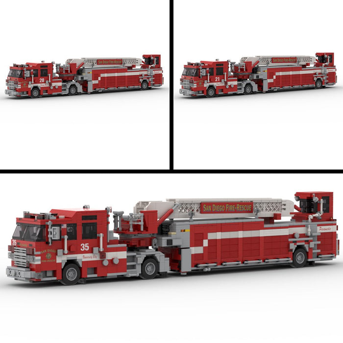 MOC-267880 2020-2025 Pierce Arrow XT Tiller Fire Truck SDFR Building Blocks-LesDiy -