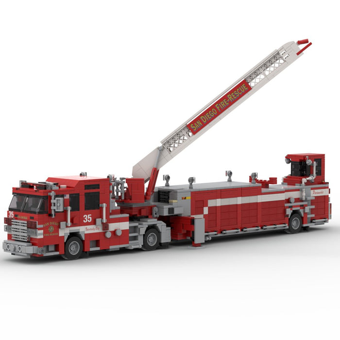 MOC-267880 2020-2025 Pierce Arrow XT Tiller Fire Truck SDFR Building Blocks-LesDiy -