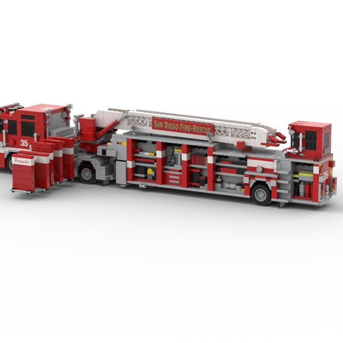 MOC-267880 2020-2025 Pierce Arrow XT Tiller Fire Truck SDFR Building Blocks-LesDiy -