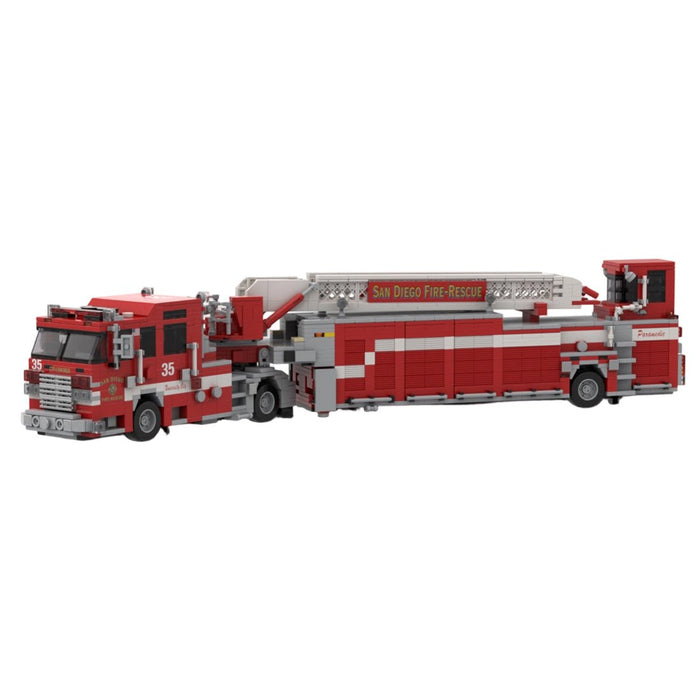 MOC-267880 2020-2025 Pierce Arrow XT Tiller Fire Truck SDFR Building Blocks-LesDiy -