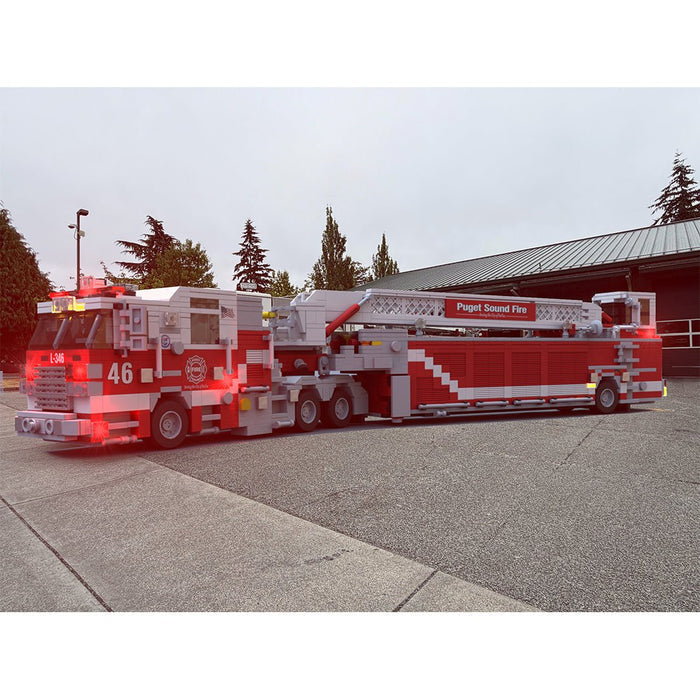 MOC-271368 Pierce Arrow XT Tandem Axle Tiller Fire Truck Building Blocks-LesDiy-MOC-