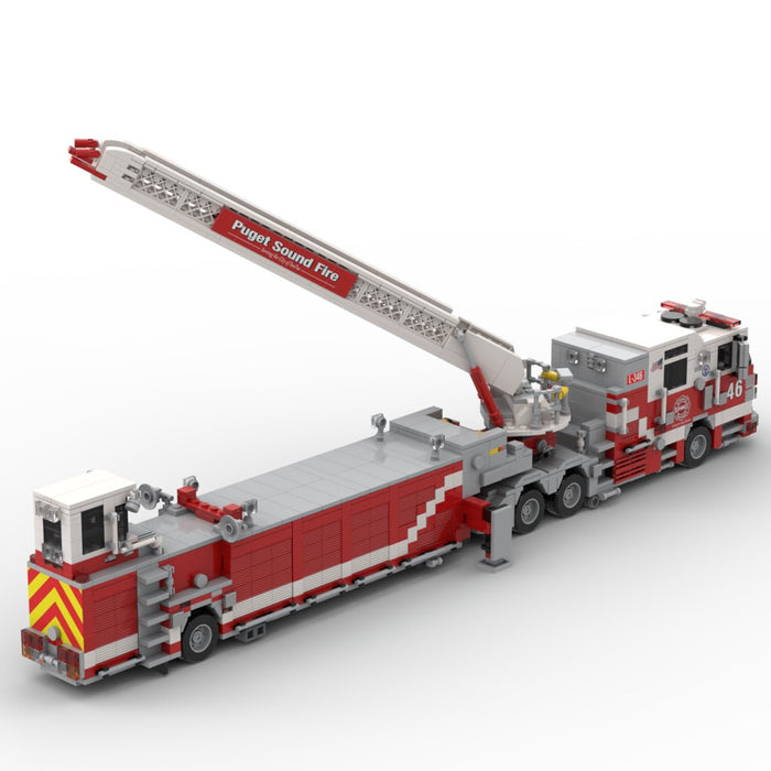 MOC-271368 Pierce Arrow XT Tandem Axle Tiller Fire Truck Building Blocks-LesDiy-MOC-