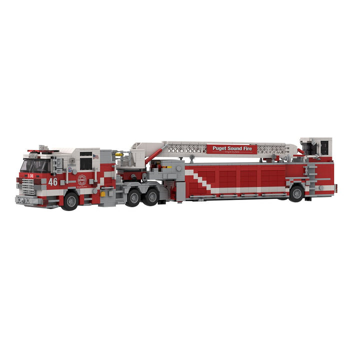 MOC-271368 Pierce Arrow XT Tandem Axle Tiller Fire Truck Building Blocks-LesDiy-MOC-