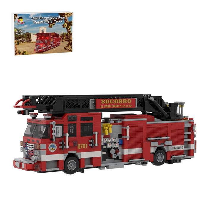 MOC-274191 Pierce Enforcer Rear Mount Aerial Quint Building Blocks-LesDiy-MOC-