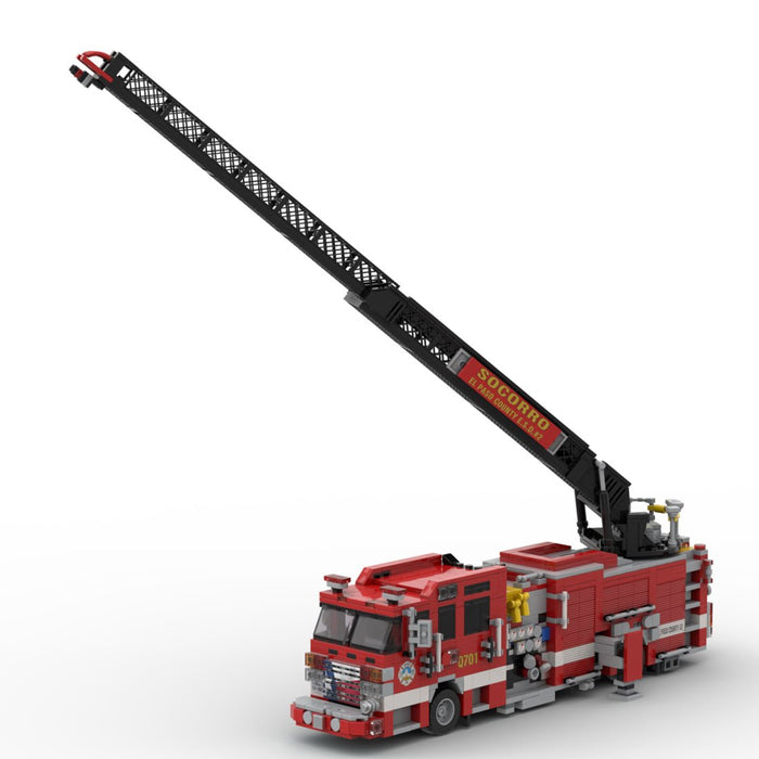 MOC-274191 Pierce Enforcer Rear Mount Aerial Quint Building Blocks-LesDiy-MOC-
