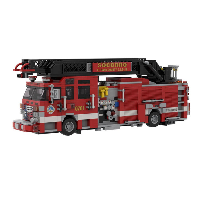 MOC-274191 Pierce Enforcer Rear Mount Aerial Quint Building Blocks-LesDiy-MOC-