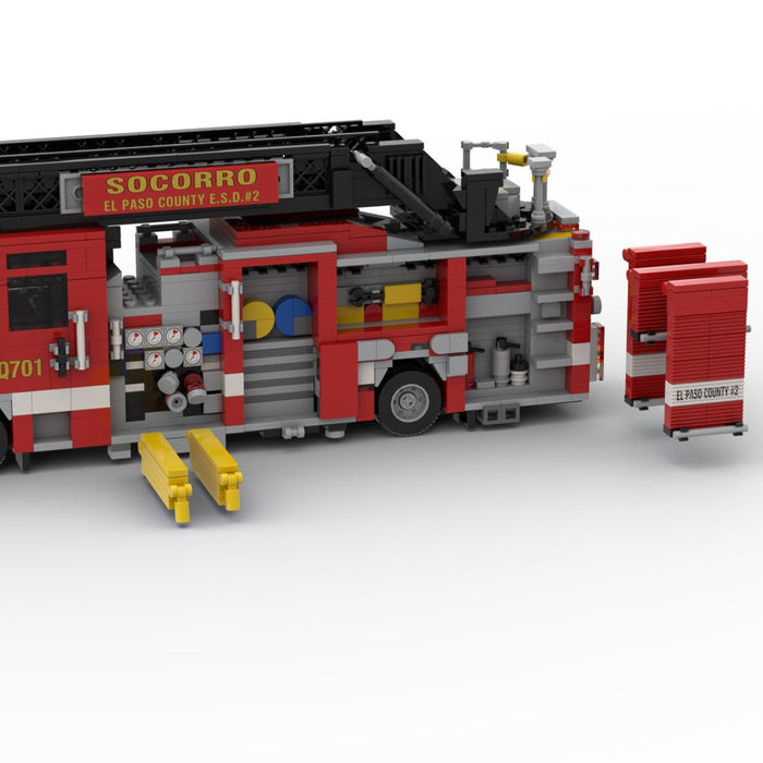 MOC-274191 Pierce Enforcer Rear Mount Aerial Quint Building Blocks-LesDiy-MOC-