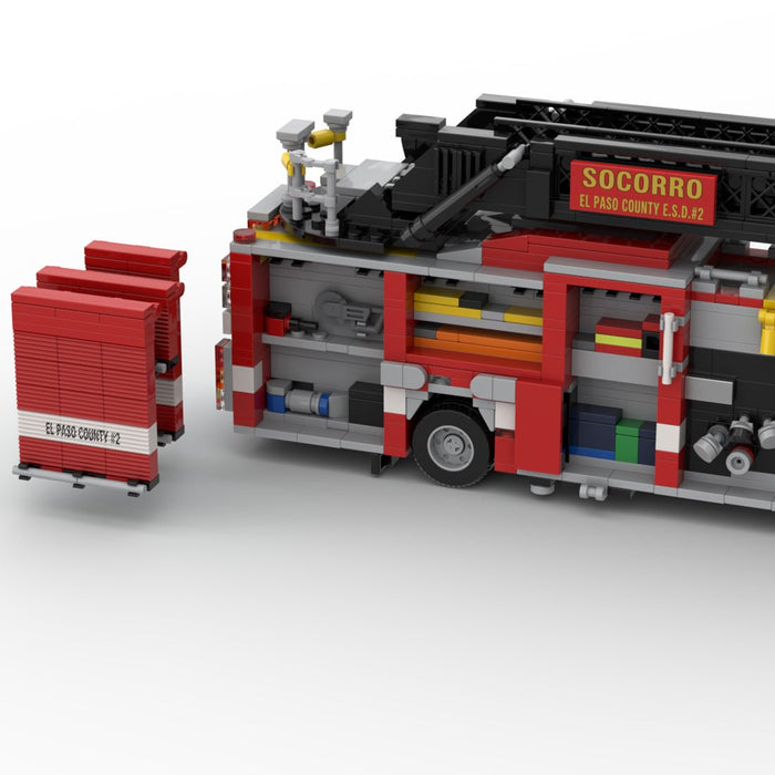 MOC-274191 Pierce Enforcer Rear Mount Aerial Quint Building Blocks-LesDiy-MOC-