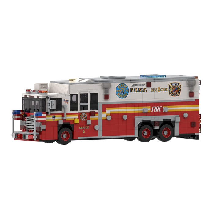 MOC-277134 1996 HME 1871 Saulsbury FDNY Rescue 5 Heavy Rescue Truck Building Blocks-LesDiy-MOC-