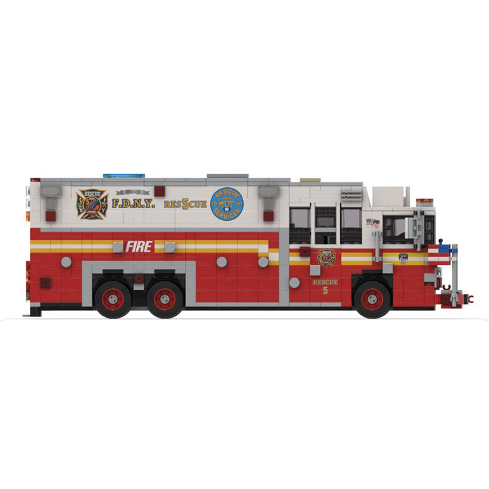 MOC-277134 1996 HME 1871 Saulsbury FDNY Rescue 5 Heavy Rescue Truck Building Blocks-LesDiy-MOC-