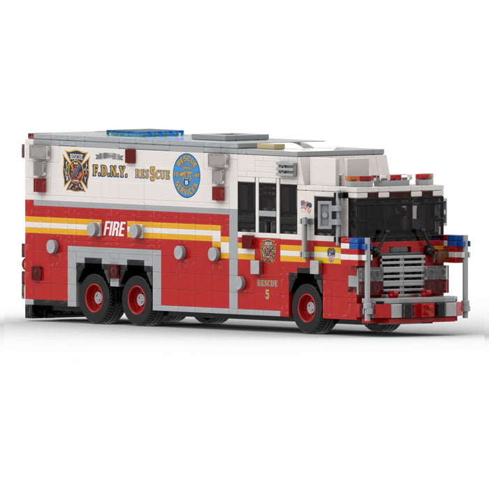 MOC-277134 1996 HME 1871 Saulsbury FDNY Rescue 5 Heavy Rescue Truck Building Blocks-LesDiy-MOC-