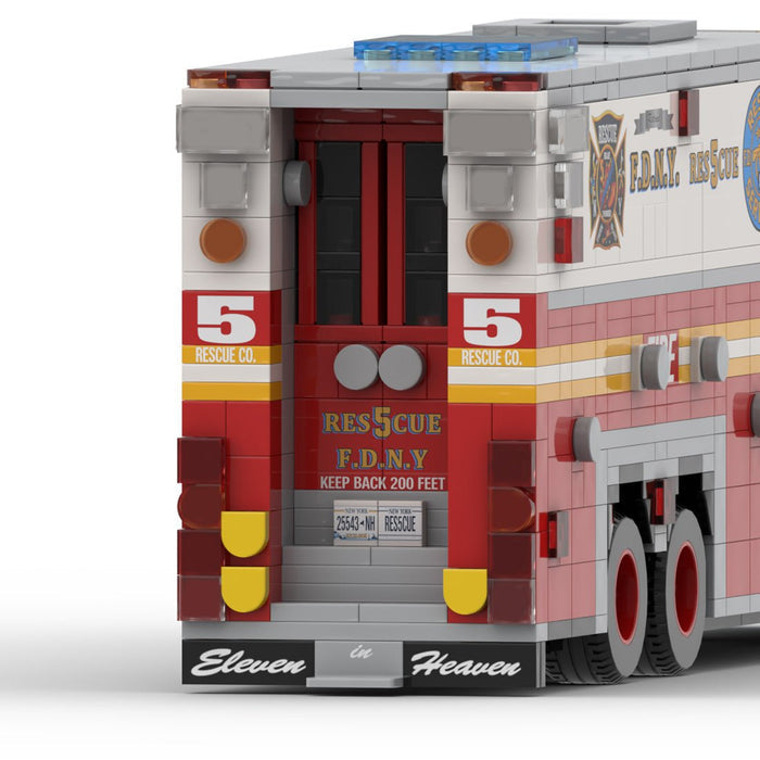 MOC-277134 1996 HME 1871 Saulsbury FDNY Rescue 5 Heavy Rescue Truck Building Blocks-LesDiy-MOC-