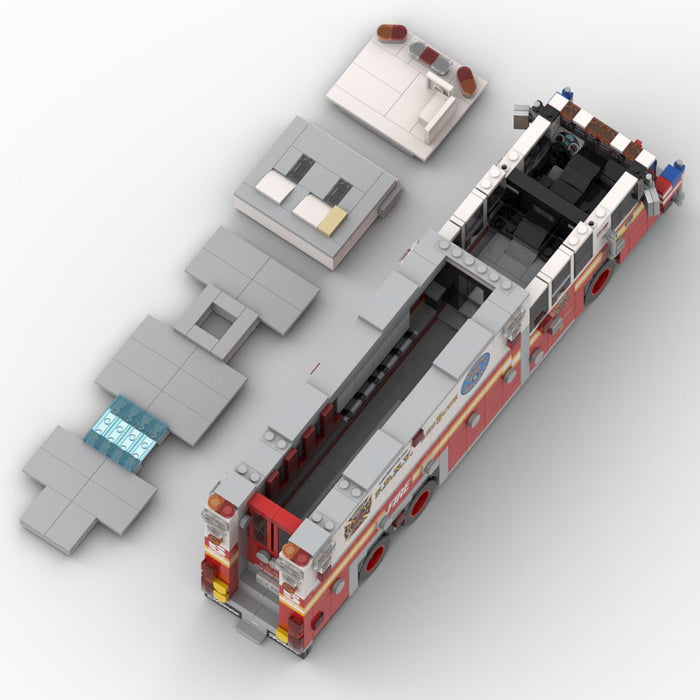 MOC-277134 1996 HME 1871 Saulsbury FDNY Rescue 5 Heavy Rescue Truck Building Blocks-LesDiy-MOC-