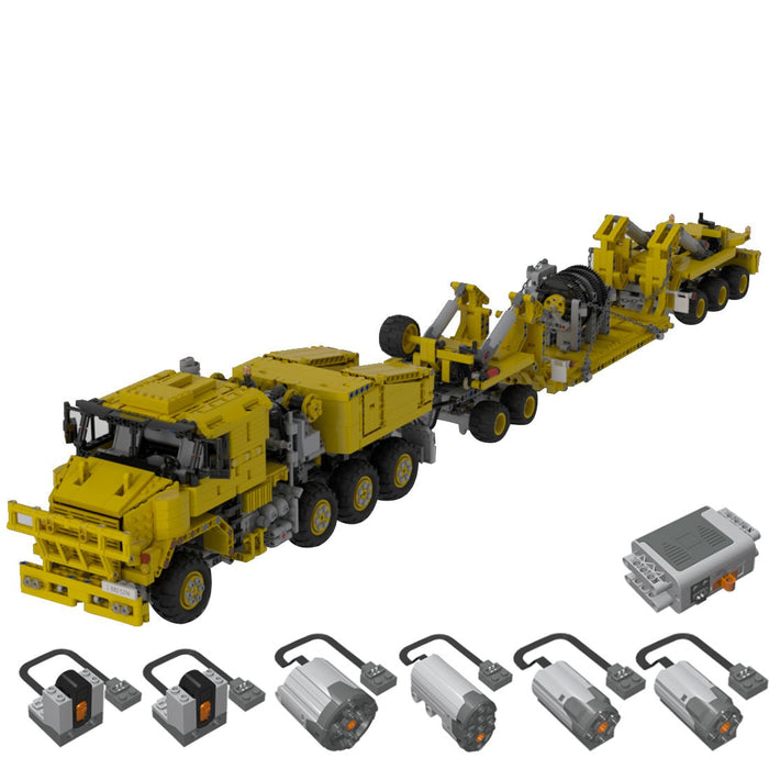 MOC - 34732 Oshkosh M1070 Civil - Version Tractor with Heavy Duty Trailer Building Blocks - LesDiy -