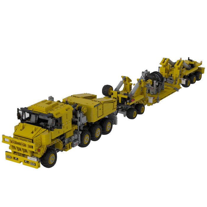 MOC - 34732 Oshkosh M1070 Civil - Version Tractor with Heavy Duty Trailer Building Blocks - LesDiy -