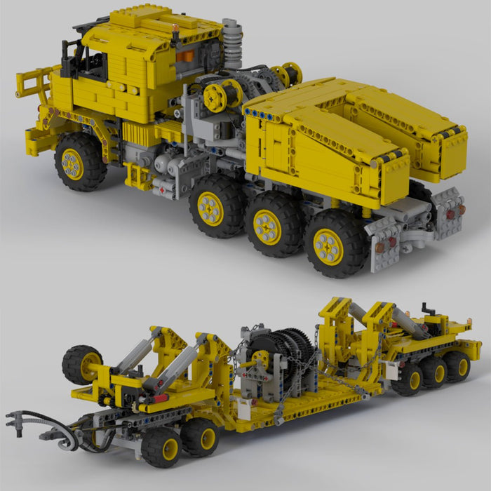 MOC - 34732 Oshkosh M1070 Civil - Version Tractor with Heavy Duty Trailer Building Blocks - LesDiy -