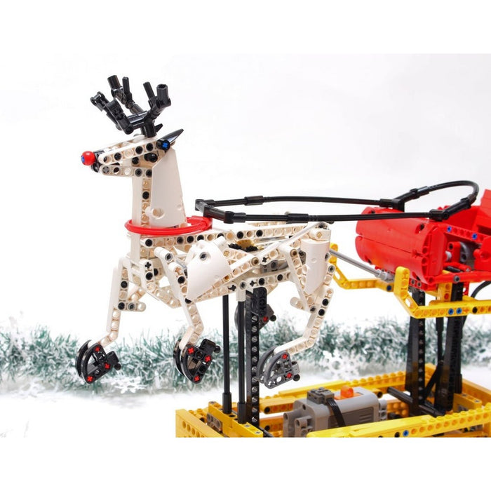 MOC-4121 Motorized Christmas Santa Sleigh & Reindeer Building Blocks-LesDiy-MOC-