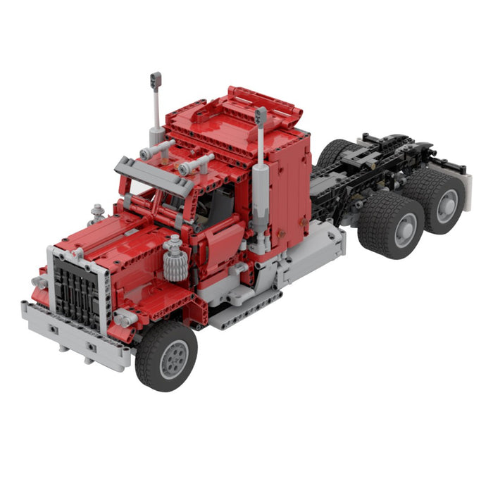 MOC - 72820 1/17 Technology RC Engineering Truck Trailer Building Blocks - LesDiy - Red