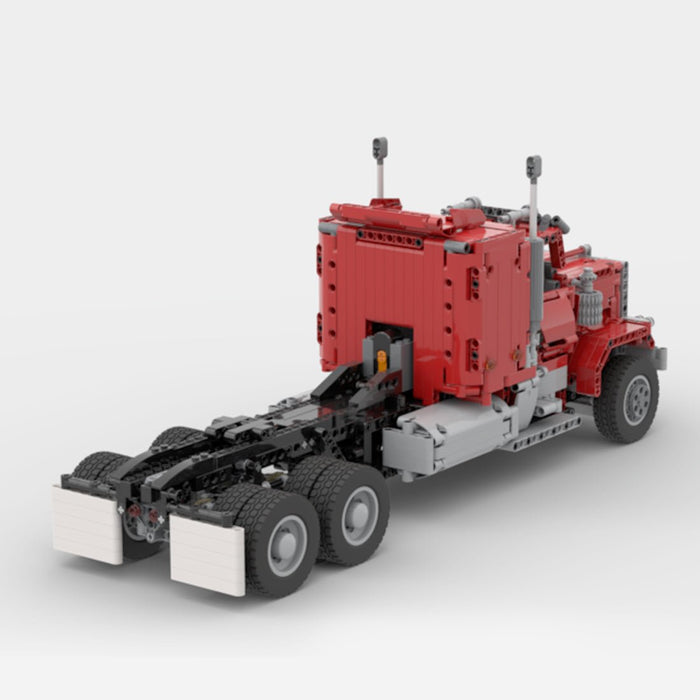 MOC - 72820 1/17 Technology RC Engineering Truck Trailer Building Blocks - LesDiy - Red
