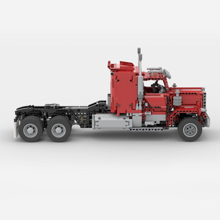 MOC - 72820 1/17 Technology RC Engineering Truck Trailer Building Blocks - LesDiy - Red